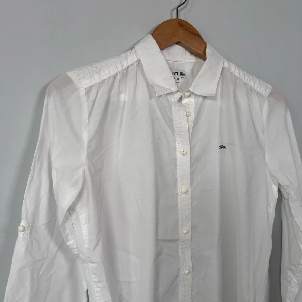 Lacoste Classic White Button-Up Tunic with Belt, Size 36 (S), 100% Cotton - Picture 2 of 14